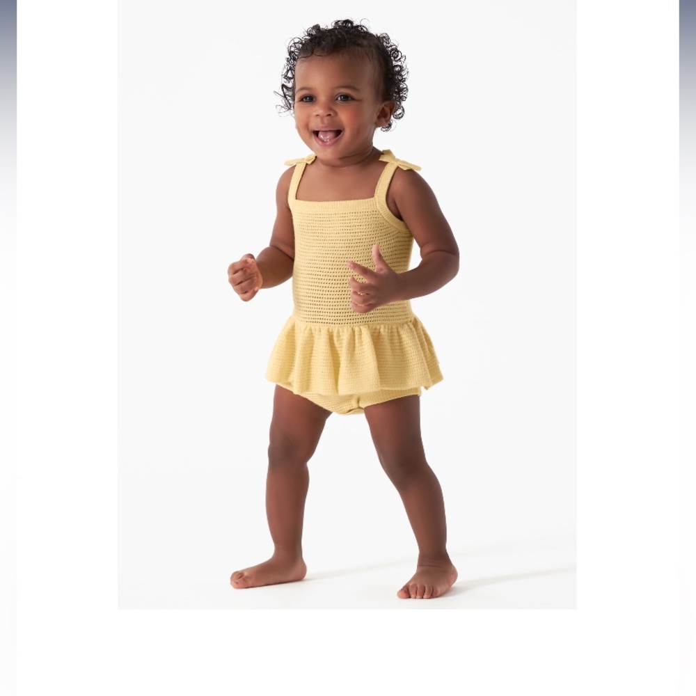 Modern Moments By Gerber Baby Girl Embroidered Pointelle Romper